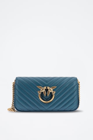 Sac bandoulière en cuir - Bleu pétrole