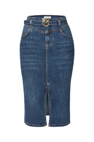 Jupe fourreau taille haute midi - Bleu jean