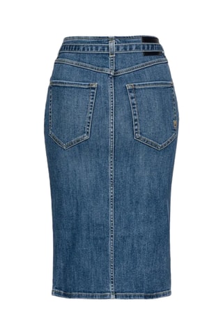 Jupe fourreau taille haute midi - Bleu jean