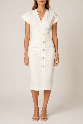 Robe fourreau en lin - Blanc cassé