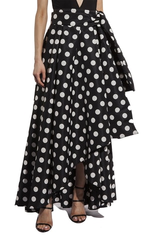 Jupe longue taille haute volantée asymétrique - Noir