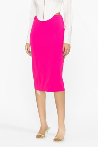 Jupe fourreau midi taille haute - Fuchsia