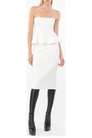 Jupe fourreau taille haute midi - Blanc