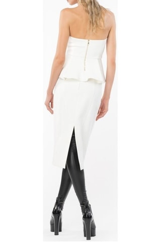 Jupe fourreau taille haute midi - Blanc