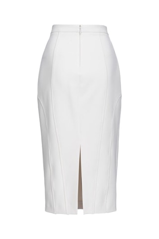 Jupe fourreau taille haute midi - Blanc