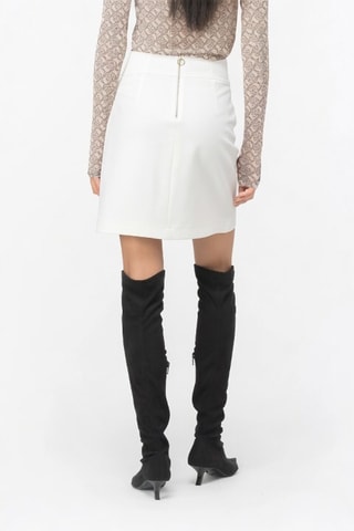 Jupe taille haute droite - Blanc