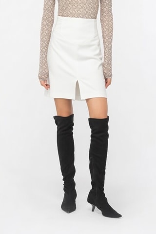 Jupe taille haute droite - Blanc