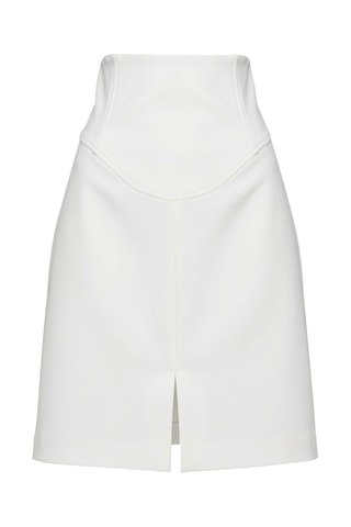 Jupe taille haute droite - Blanc