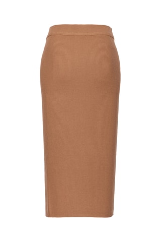 Jupe fourreau asymétrique en laine - Camel