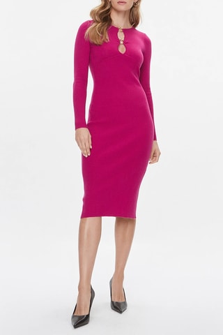Robe fourreau en laine - Fuchsia