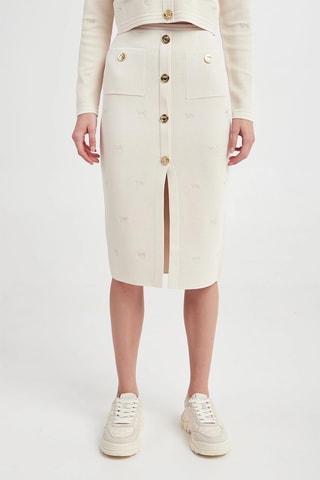 Jupe droite taille haute jupe midi - Beige