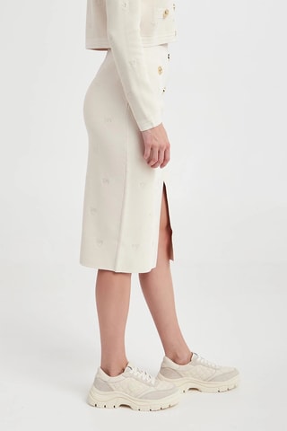Jupe droite taille haute jupe midi - Beige