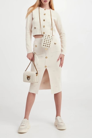Jupe droite taille haute jupe midi - Beige
