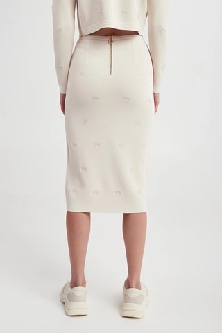 Jupe droite taille haute jupe midi - Beige