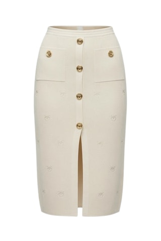 Jupe droite taille haute jupe midi - Beige