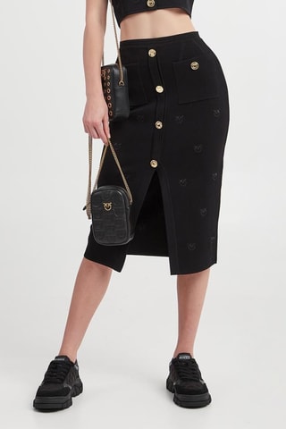 Jupe midi taille haute droite - Noir
