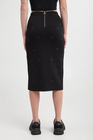 Jupe midi taille haute droite - Noir