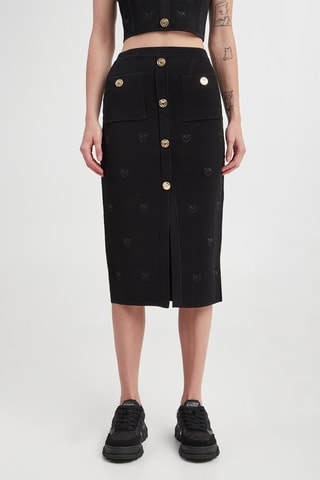 Jupe midi taille haute droite - Noir
