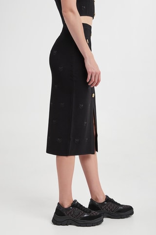 Jupe midi taille haute droite - Noir