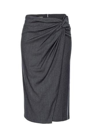 Jupe portefeuille midi taille haute en laine - Gris foncé