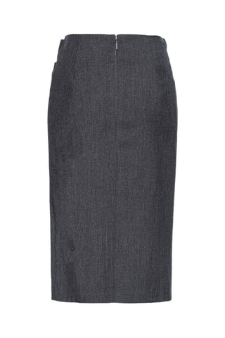 Jupe portefeuille midi taille haute en laine - Gris foncé