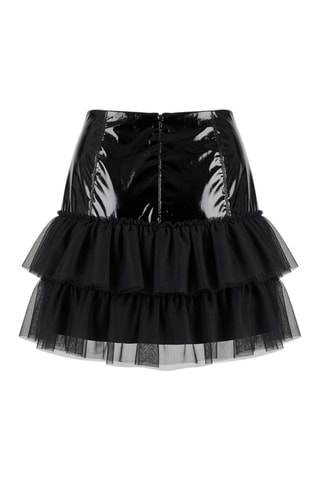 Minijupe taille haute volantée - Noir
