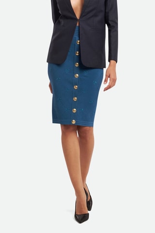 Jupe fourreau taille haute - Bleu