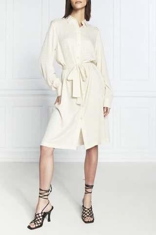 Robe chemise en soie - Beige