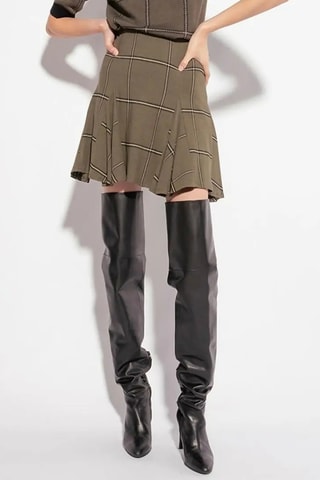 Jupe patineuse taille haute - Kaki