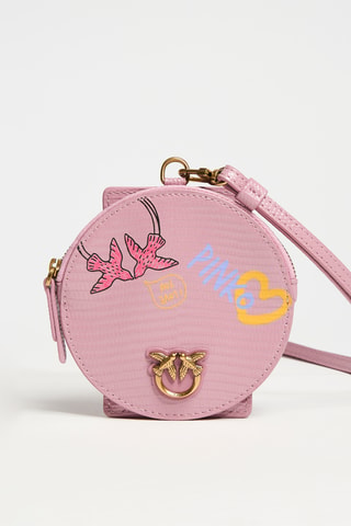 Porte-monnaie et porte-étiquette en cuir - Lilas