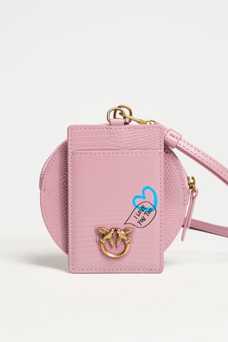 Porte-monnaie et porte-étiquette en cuir - Lilas