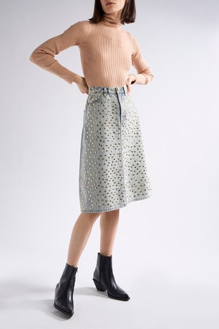 Jupe midi en jean - Bleu