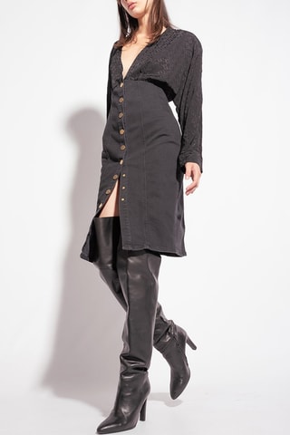 Robe bi-matière - Noir