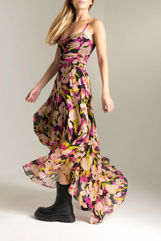 Robe longue - Noir et beige