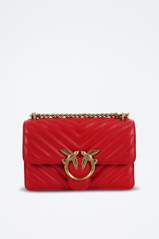 Sac bandoulière en cuir Love One Mini - Rouge et doré