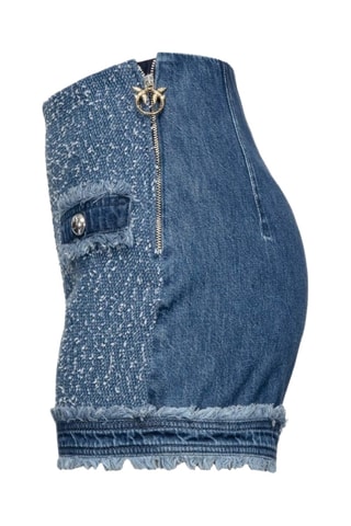 Short en tweed taille haute - Bleu