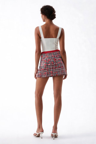 Jupe droite en tweed - Rouge