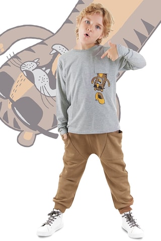 T-shirt en Joggingbroek - Beige en grijs
