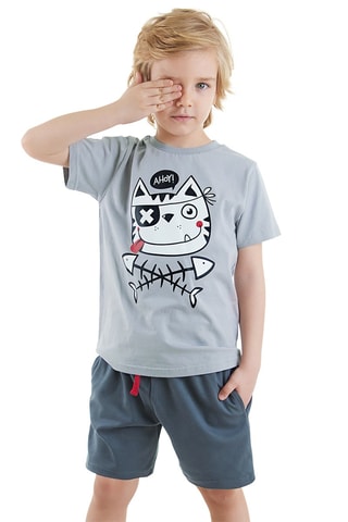 Camiseta y short - Azul y gris