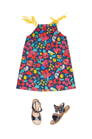 Vestido - Azul marino y rosa