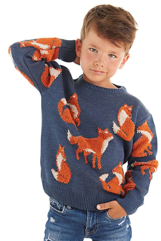 Trui Blauw en Oranje- Mushi - Blauw