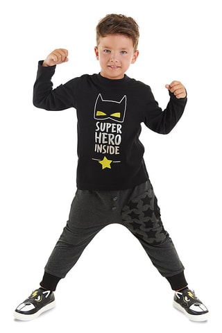 Sudadera y pantalón de chándal Super Hero - Negro