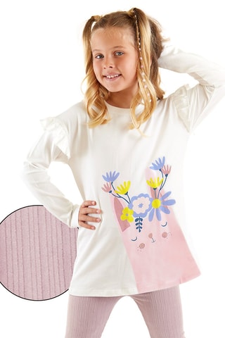 Camiseta y leggings - Blanco y rosa