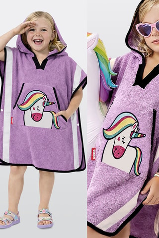 Poncho con capucha sin mangas - Violeta