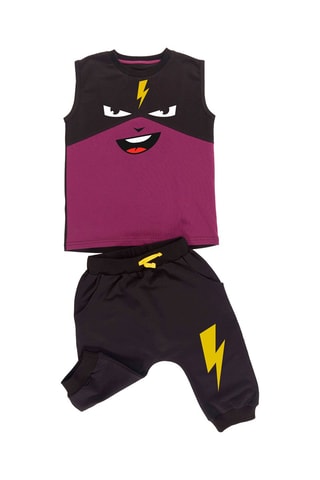 Camiseta y sarouel - Negro y violeta