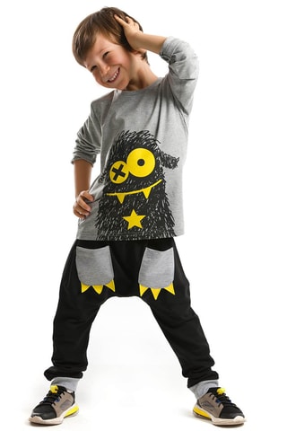 Camiseta y sarouel XO - Denokids - Negro