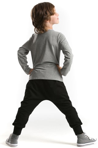 T-shirt en Joggingbroek Gemêleerd Lichtgrijs en Zwart - Denokids - Zwart