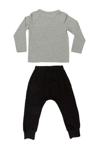 T-shirt en Joggingbroek Gemêleerd Lichtgrijs en Zwart - Denokids - Zwart
