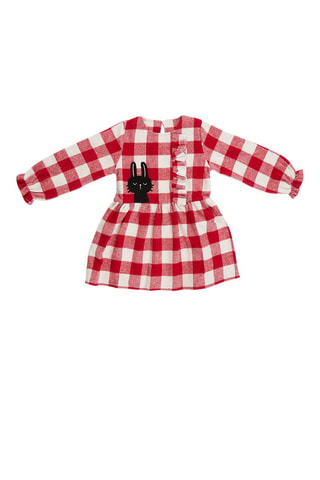 Vestido Bunny Plaid - Denokids - Blanco, negro y rojo