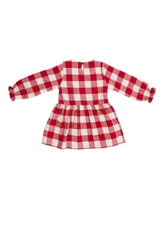 Vestido Bunny Plaid - Denokids - Blanco, negro y rojo